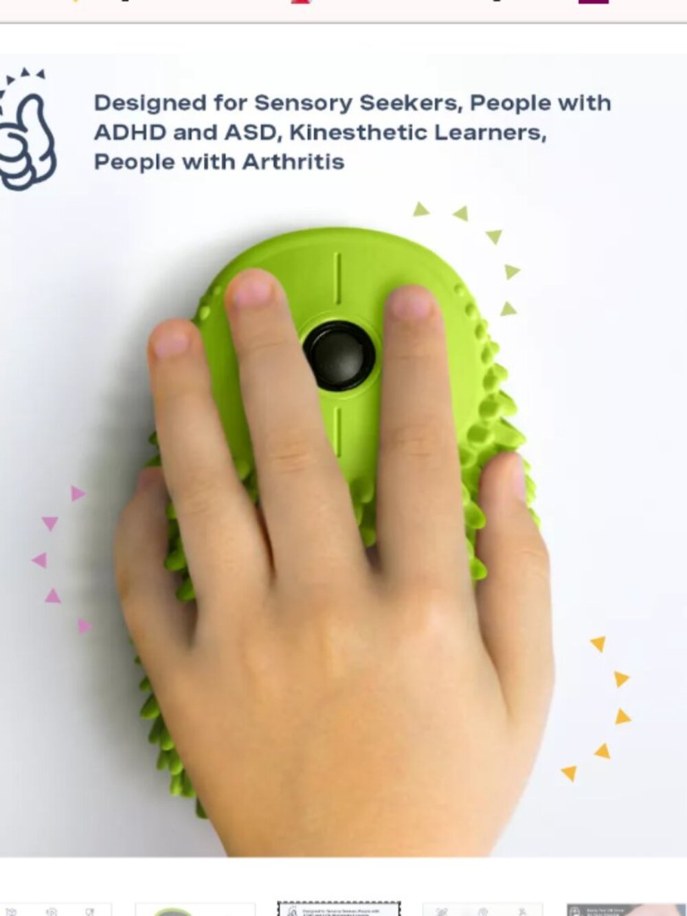 Hedgehog Hoglet Fidget Computer Mouse, Lime - Picture 3 of 5